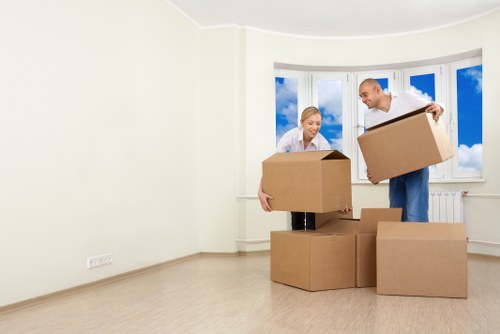 Packed student belongings ready for a move in Brent