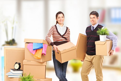 Boxes prepared for a residential or office move in Brent
